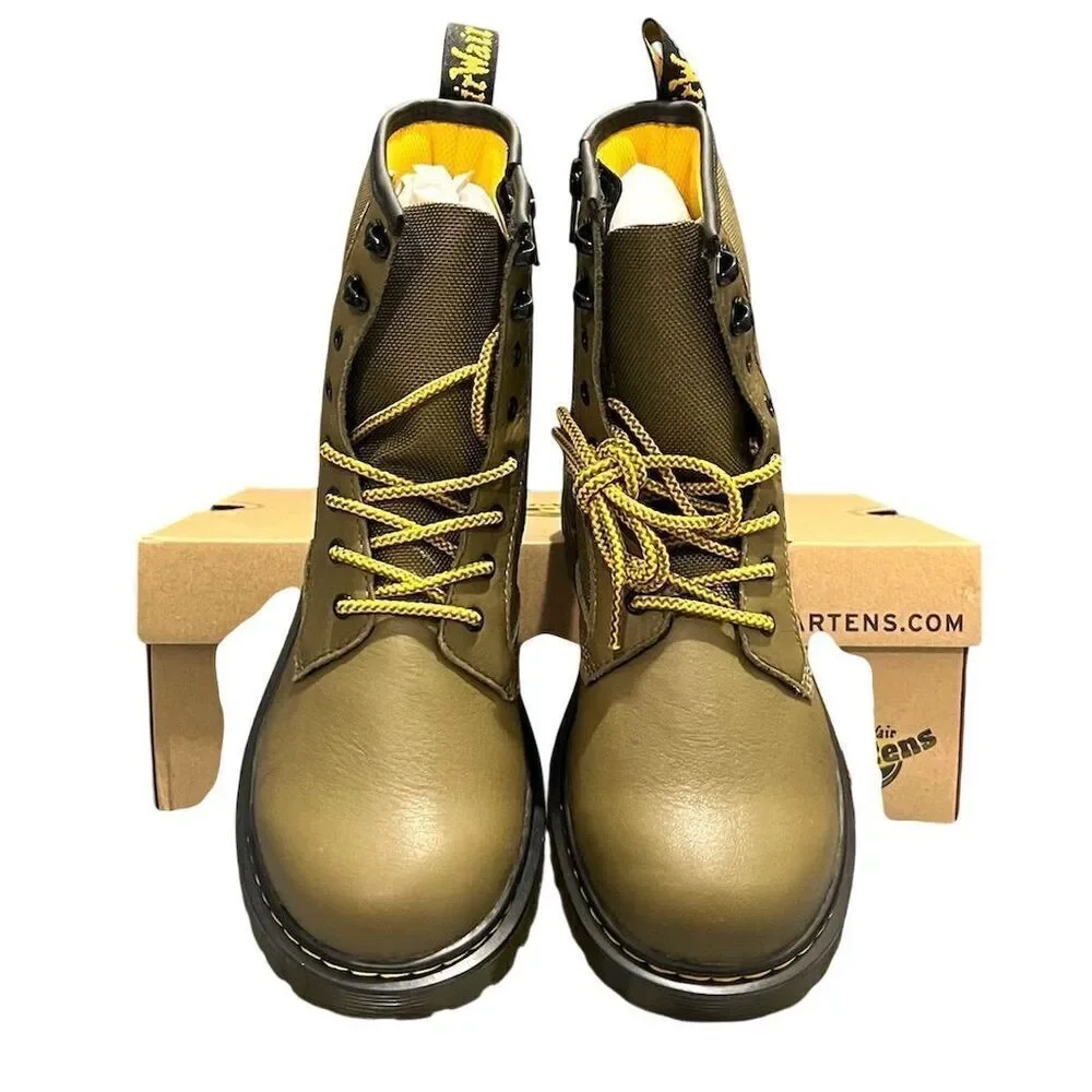 Dr. Martens 1460 Panel Y Teens Leather Boots Outdoor Green M6/L7 Lace Up Unisex